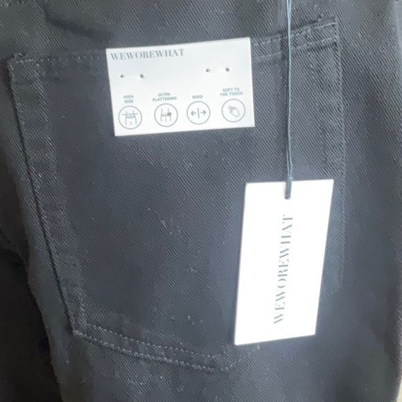 WE WORE WHAT Black Cut Out Straight Twill Denim Size 28, NWT - Picture 6 of 16